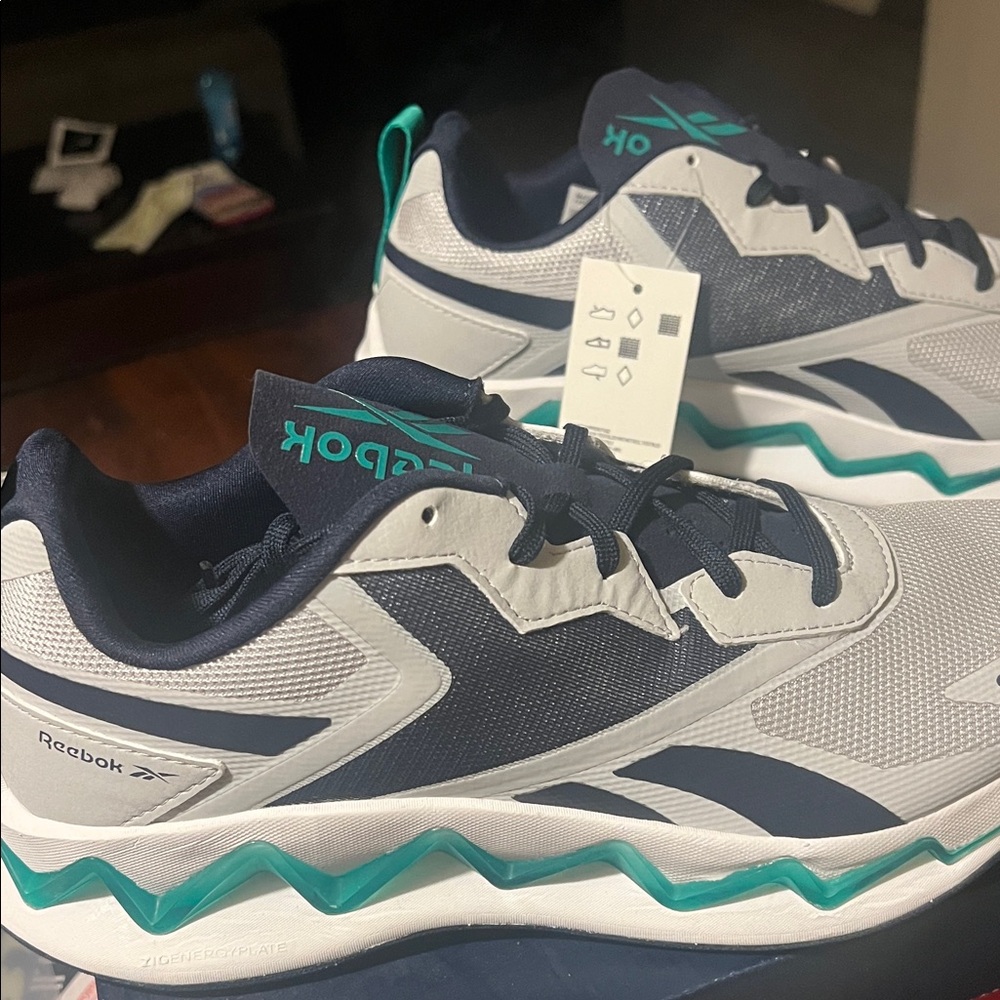 Reebok Men's Navy, White, and Teal Athletic Shoes